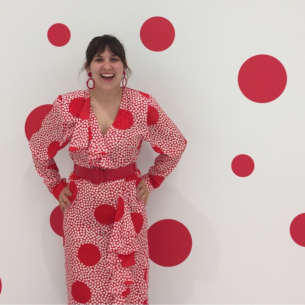 Vintage red and white polka dot dress. Size 8. Super fun